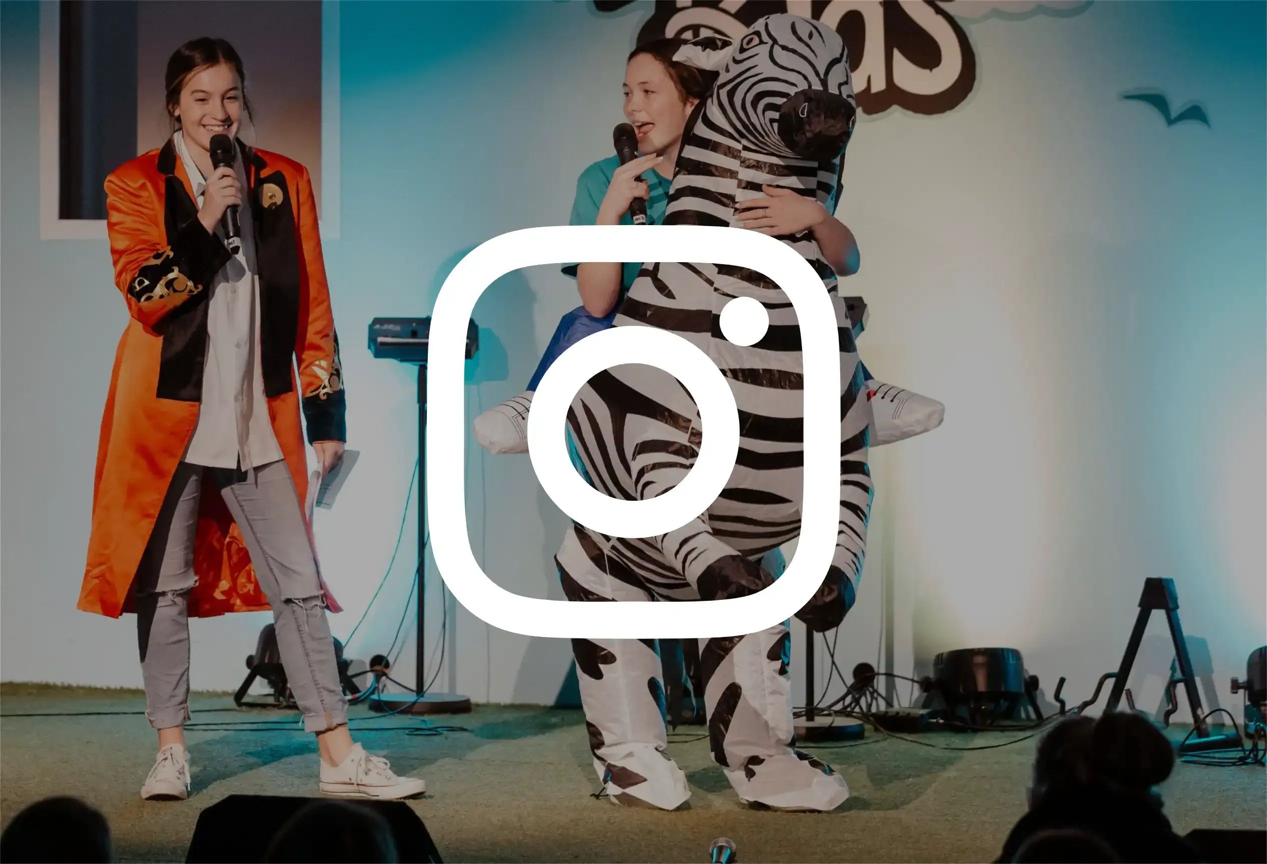 Instagram logo on kids programme background